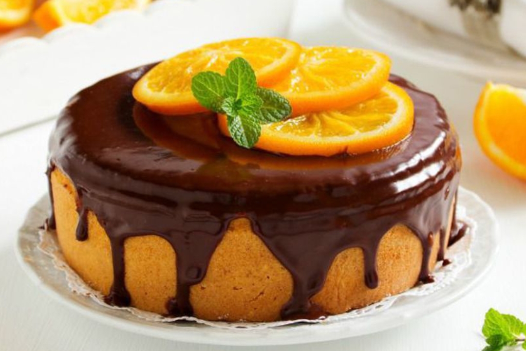 Bolo de laranja com chocolate, um dos mais saborosos que já comi