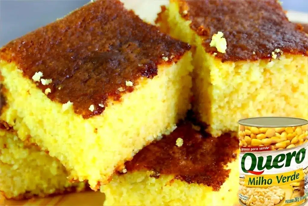 Bolo de milho sem farinha feito com milho de latinha, fica igual o bolo de milho da fazenda